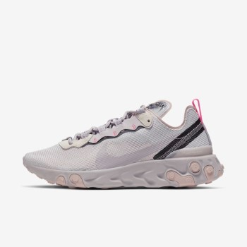 Nike React Element 55 - Férfi Utcai Cipő - Szürke/Platina Lila/Szürke/Rózsaszín